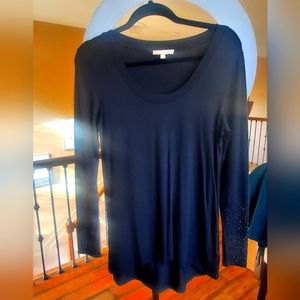 Black Ling sleeve cotton t shirt with blinged sleeves never worn